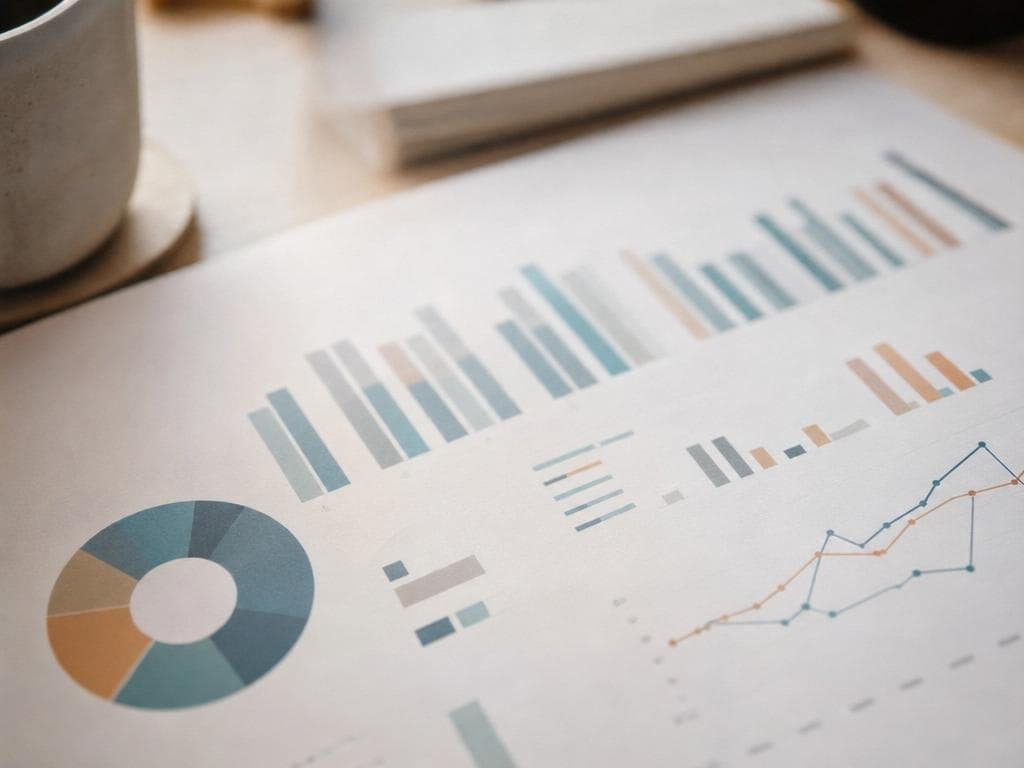 A printed analytics chart on a desk, slightly out of focus